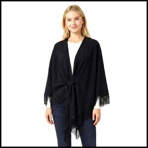 Milk Silk Shawl Wrap Poncho Elegant Open Front Tassel Cape Chic Layering